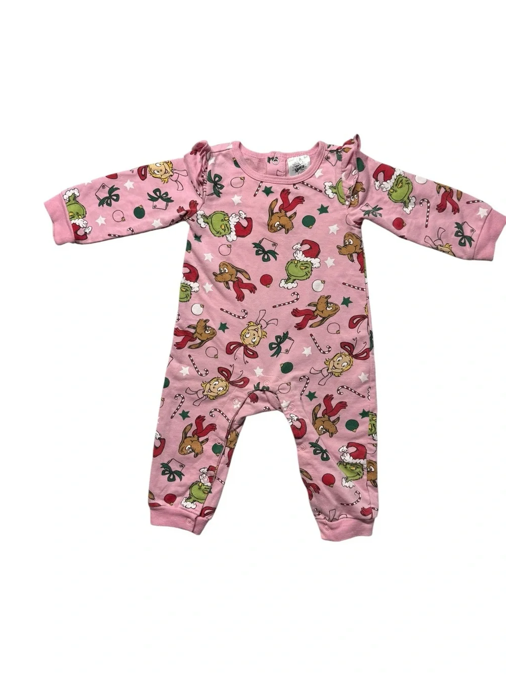 The Grinch Baby Girl Festive Xmas Jumpsuit Size 12 Months